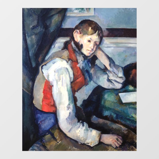 Paul Cezanne - Junge im Roten Westen Fensteraufkleber (Blatt)
