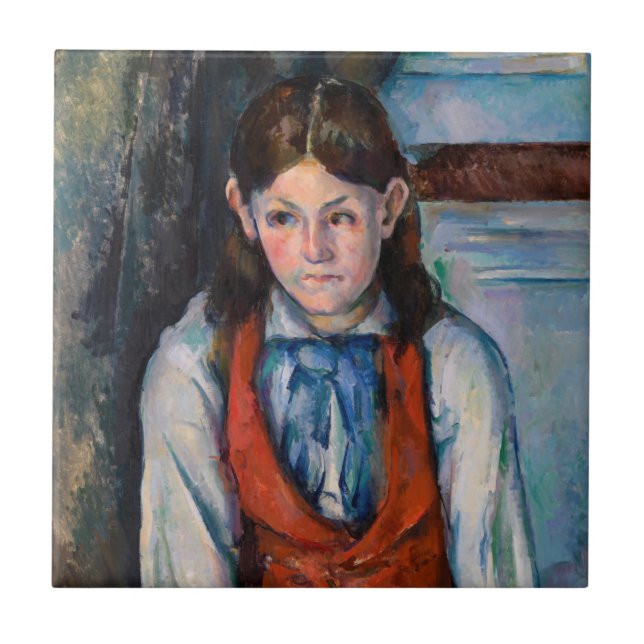 Paul Cezanne - Junge mit roter Weste Fliese (Vorderseite)
