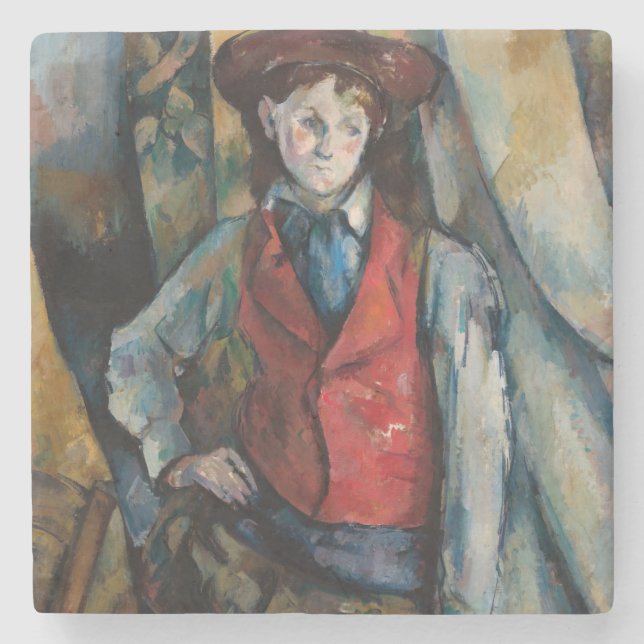 Paul Cezanne - Junge mit roter Weste Steinuntersetzer (Vorderseite)