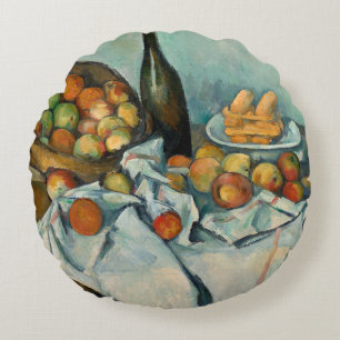 Paul Cezanne Korb mit Äpfeln Vintage Stilleben Rundes Kissen