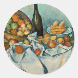 Paul Cezanne Korb mit Äpfeln Vintage-Stillleben Runder Aufkleber