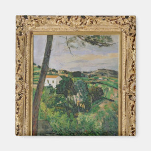 Paul Cezanne   Landschaft mit rotem Dach oder Kief Magnet