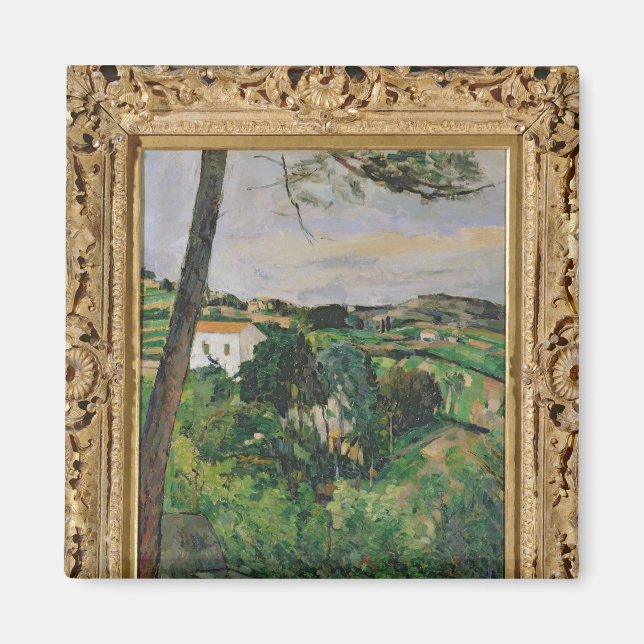 Paul Cezanne | Landschaft mit rotem Dach oder Kief Magnet (Vorne)