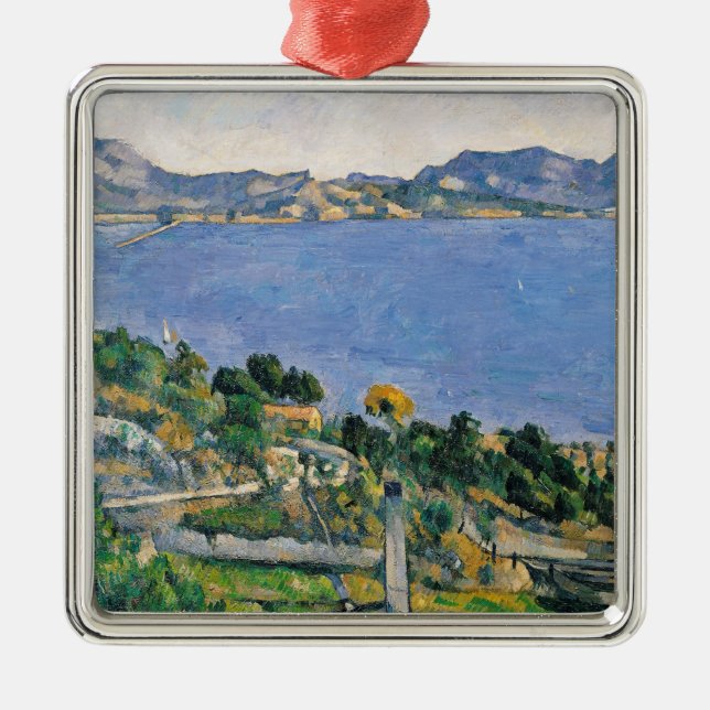 Paul Cezanne | L'Estaque, Ansicht der Bucht von Silbernes Ornament (Vorne)