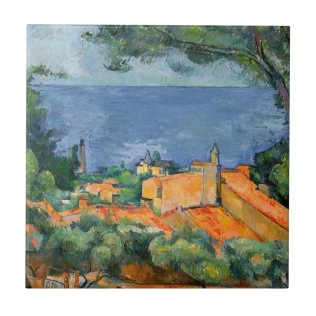 Paul Cezanne - L'Estaque mit roten Dächern Fliese (Vorderseite)