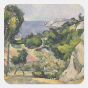 Paul Cezanne   L'Estaque Quadratischer Aufkleber