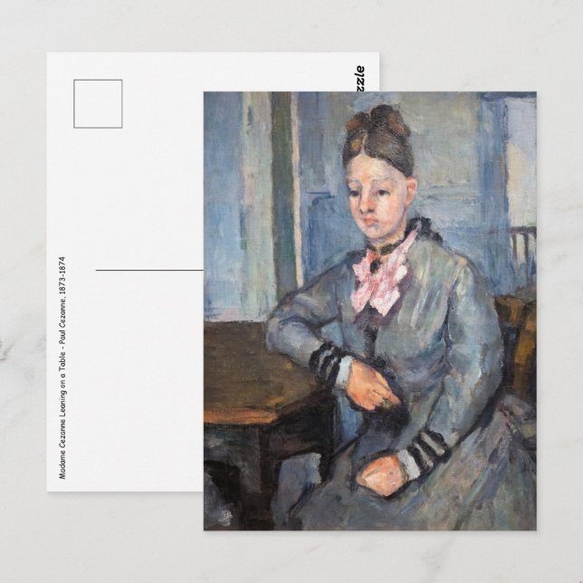 Paul Cezanne - Madame Cezanne Leaning an einem Tis Postkarte (Vorne/Hinten)
