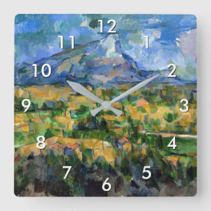 Paul Cezanne - Mont Sainte-Victoire Quadratische Wanduhr