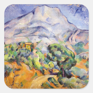 Paul Cezanne - Mont Sainte-Victoire, Straße nach T Quadratischer Aufkleber