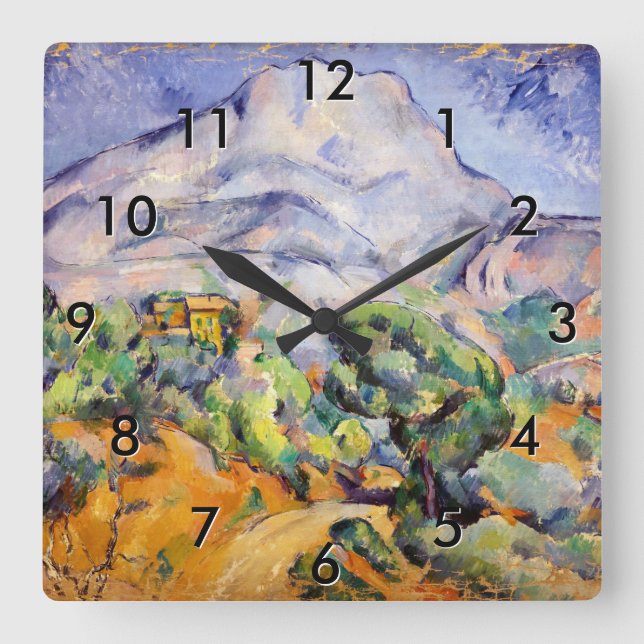 Paul Cezanne - Mont Sainte-Victoire, Tholonet Road Quadratische Wanduhr (Vorderseite)