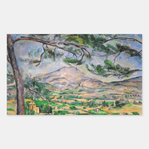 Paul Cezanne - Mont Sainte-Victoire und große Kief Rechteckiger Aufkleber