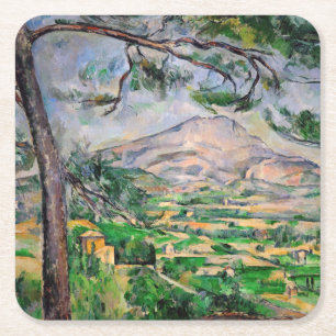 Paul Cezanne - Mont Sainte-Victoire und große Pini Rechteckiger Pappuntersetzer