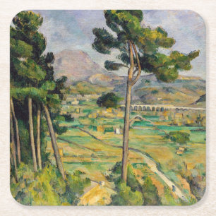 Paul Cezanne - Mont Sainte-Victoire und Viadukt Rechteckiger Pappuntersetzer