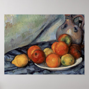 Paul Cezanne - Obst und ein Jug am Tisch Poster