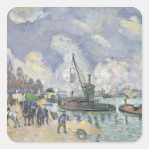 Paul Cezanne Quai de Bercy, Paris, 1873-75 Quadratischer Aufkleber