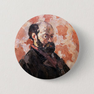 Paul Cezanne - Selbstportrait mit rosa Hintergrund Button