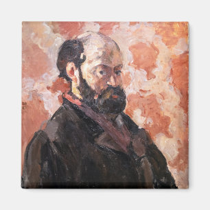 Paul Cezanne - Selbstportrait mit rosa Hintergrund Magnet