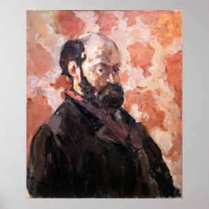 Paul Cezanne - Selbstportrait mit rosa Hintergrund Poster