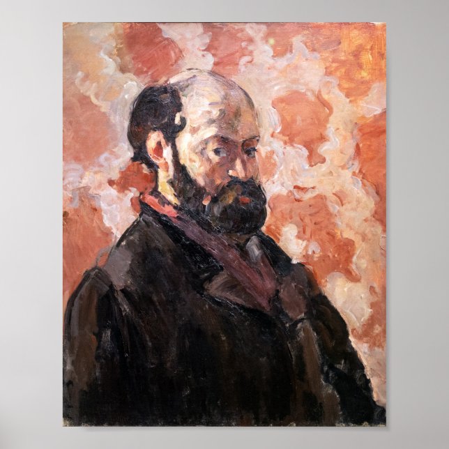 Paul Cezanne - Selbstportrait mit rosa Hintergrund Poster (Vorne)