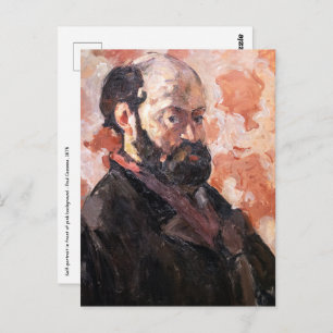 Paul Cezanne - Selbstportrait mit rosa Hintergrund Postkarte