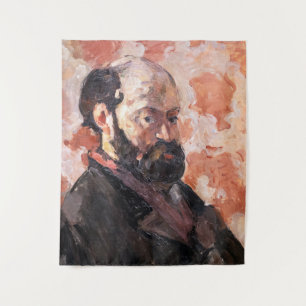 Paul Cezanne - Selbstportrait mit rosa Hintergrund Wandteppich