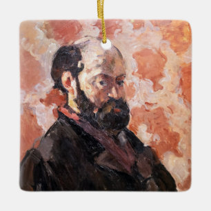 Paul Cezanne - Selbstporträt mit rosa Hintergrund Keramikornament