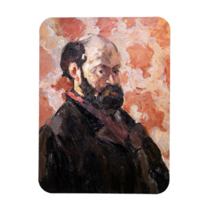Paul Cezanne - Selbstporträt mit rosa Hintergrund Magnet
