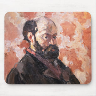 Paul Cezanne - Selbstporträt mit rosa Hintergrund Mousepad