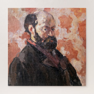 Paul Cezanne - Selbstporträt mit rosa Hintergrund Puzzle