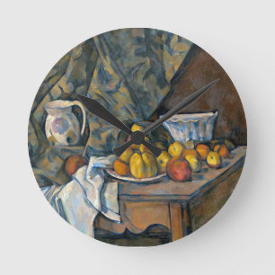 Paul Cezanne Still Life with Apples and Peaches, Runde Wanduhr