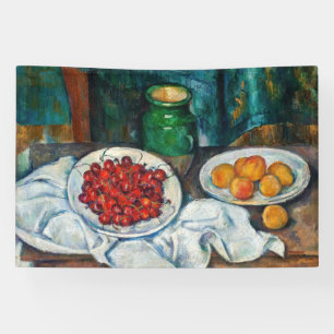 Paul Cezanne - Stilleben mit Kirschen und Pfirsich Banner