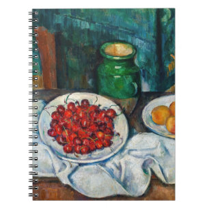 Paul Cezanne - Stilleben mit Kirschen und Pfirsich Notizblock