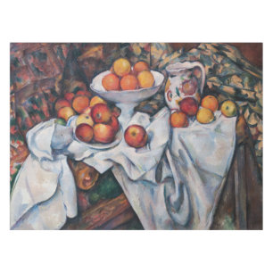 Paul Cezanne - Stillleben, Äpfel und Orange Tischdecke