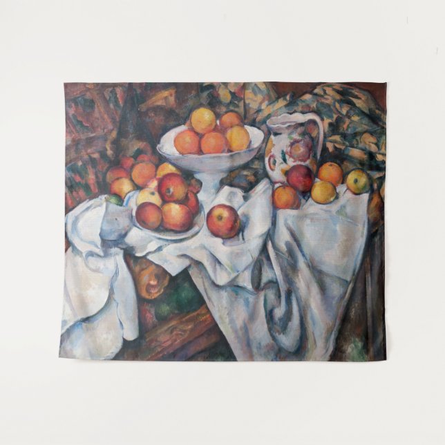Paul Cezanne - Stillleben, Äpfel und Orange Wandteppich (Vorderseite (Horizontal))