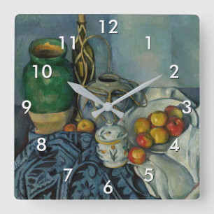 Paul Cezanne - Stillleben mit Äpfeln Quadratische Wanduhr