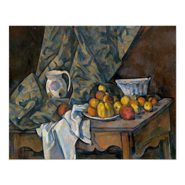 Paul Cezanne | Stillleben mit Äpfeln und Pfirsiche Poster (Vorderseite)