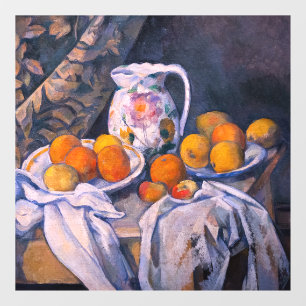 Paul Cezanne - Stillleben mit einem Vorhang Fensteraufkleber