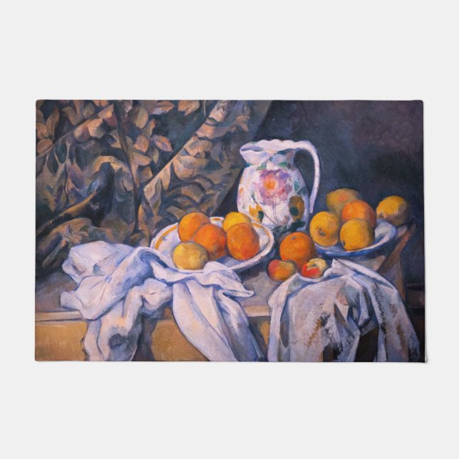 Paul Cezanne - Stillleben mit einem Vorhang Fußmatte (Vorderseite)