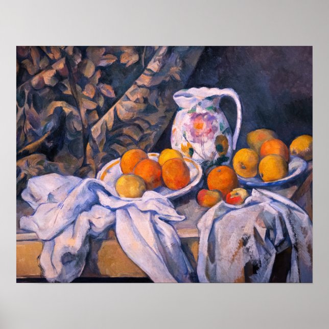 Paul Cezanne - Stillleben mit einem Vorhang Poster (Vorne)