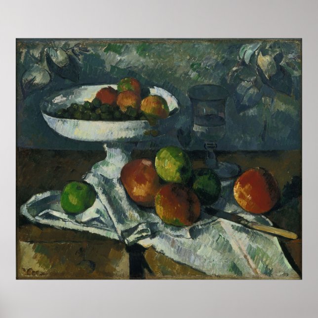 Paul Cézanne - Stillleben mit Fruchtspeise Poster (Vorne)