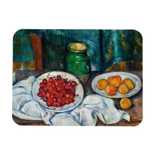 Paul Cezanne - Stillleben mit Kirschen und Peachs Magnet (Horizontal)