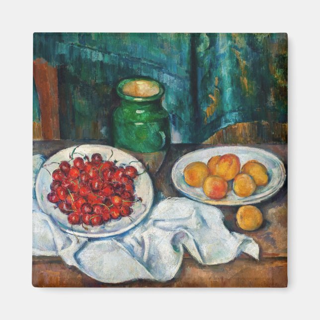 Paul Cezanne - Stillleben mit Kirschen und Peachs Magnet (Vorne)