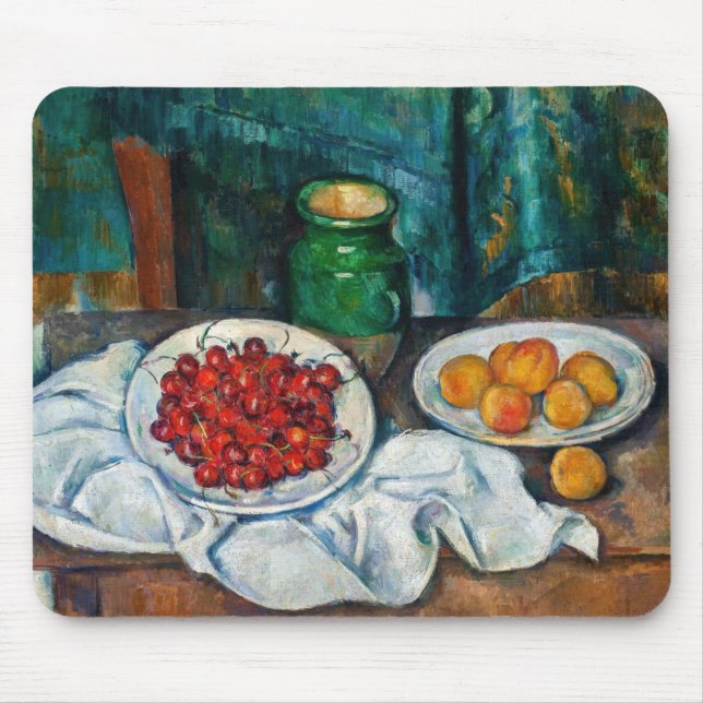 Paul Cezanne - Stillleben mit Kirschen und Peachs Mousepad (Vorne)