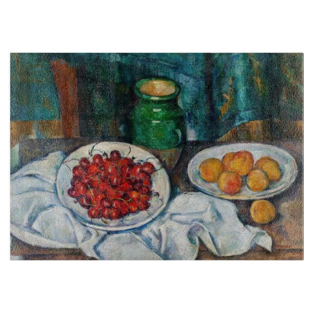 Paul Cezanne - Stillleben mit Kirschen und Peachs Schneidebrett (Vorderseite)