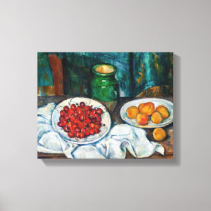 Paul Cezanne - Stillleben mit Kirschen und Pfirsic Leinwanddruck