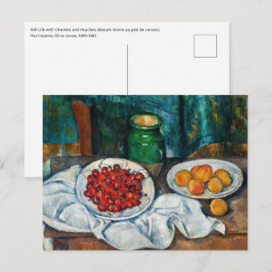 Paul Cezanne - Stillleben mit Kirschen und Pfirsic Postkarte
