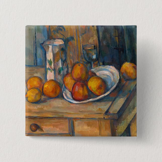 Paul Cezanne - Stillleben mit Milchsaft und Obst Button (Vorderseite)