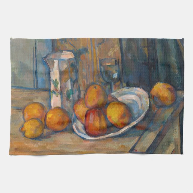 Paul Cezanne - Stillleben mit Milchsaft und Obst Geschirrtuch (Horizontal)