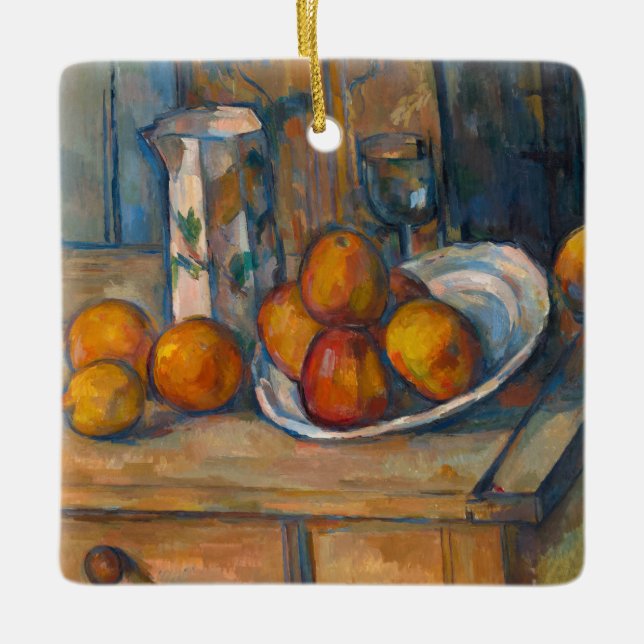 Paul Cezanne - Stillleben mit Milchsaft und Obst Keramikornament (Vorderseite)