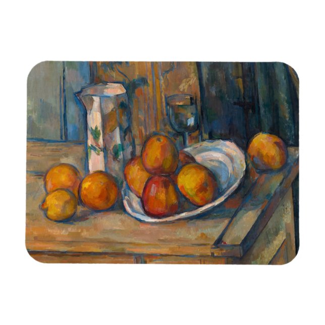 Paul Cezanne - Stillleben mit Milchsaft und Obst Magnet (Horizontal)
